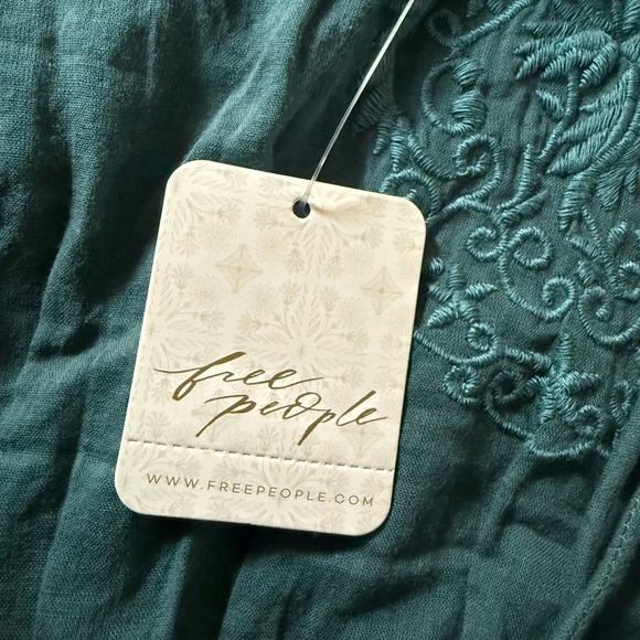 Free People Green Smocked Crop Blouse - Picture 5 of 6